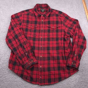 Eddie Bauer Flannel Shirt Mens Size XL Red Black Plaid Classic‎ Button Up
